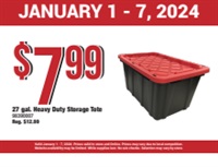 Edge Plastics Heavy Duty Storage Tote - 27 Gallon